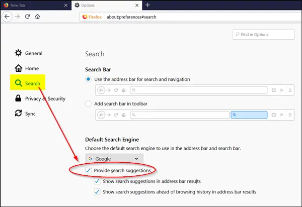 Disable Search for text when you start typing in Firefox