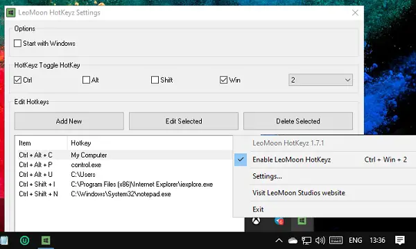custom keyboard hotkeys windows 10