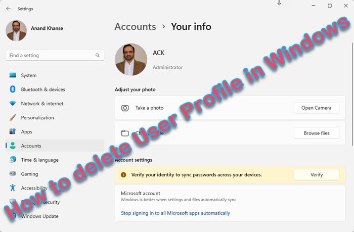 How to delete User Profile in Windows