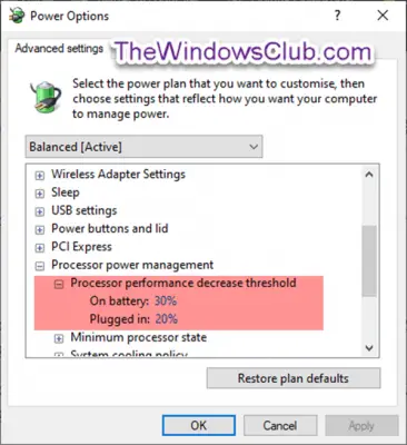 hidden Power Options in Windows 10