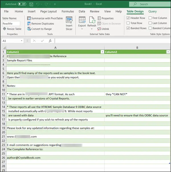 rpt file to excel