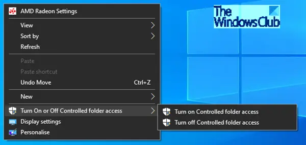 Add Controlled Folder Access commands to Context Menu