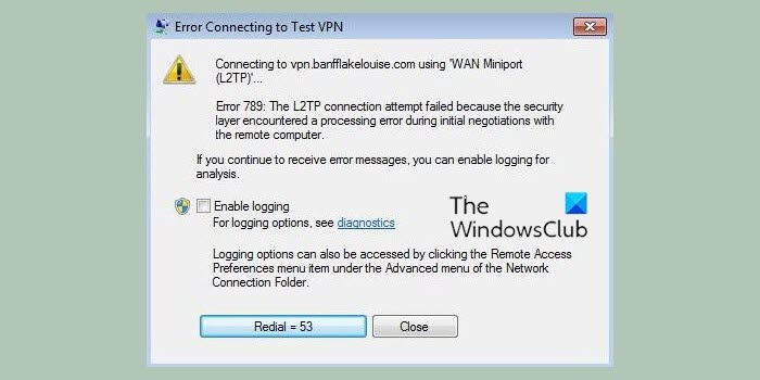 Fix VPN Error 789, The L2TP connection attempt failed