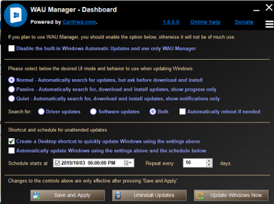 Windows Automatic Updates Manager for Windows 10