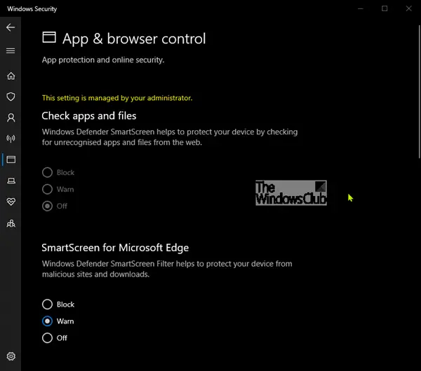 App & Browser Control in Windows 10