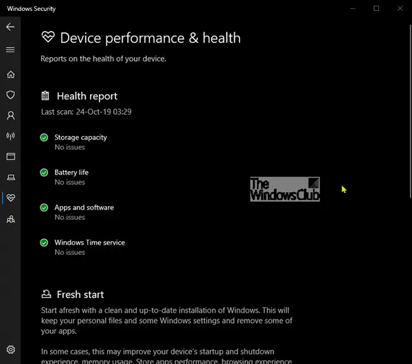 Device Performance & Health in Windows 10