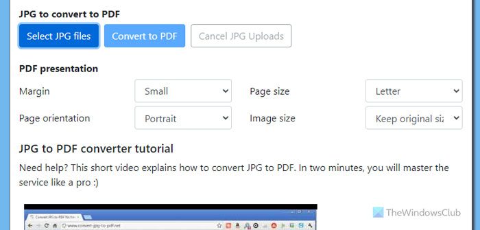 How to convert JPG file to PDF file online free