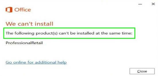 The following products cannot be installed at the same time