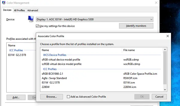 Add Color Profile with Color management