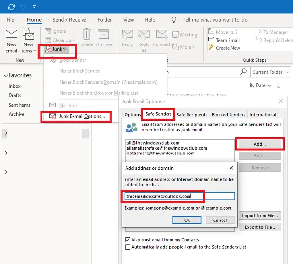 Top 33+ imagen add sender to safe senders list office 365