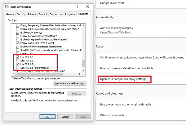 Change TLS Chrome Edge