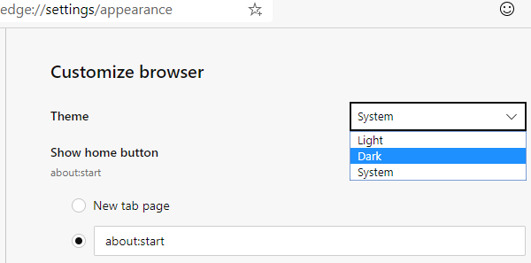 How to enable or disable dark theme in Microsoft Edge