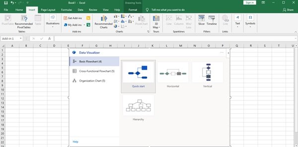 Create Flowchart in Excel with Data Visualizer Add-In