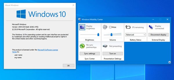 Enable Windows Mobility Center on Windows 10 desktop computer