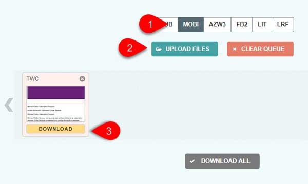 Convert EPUB to MOBI Free converter tools for Windows 10 - 43