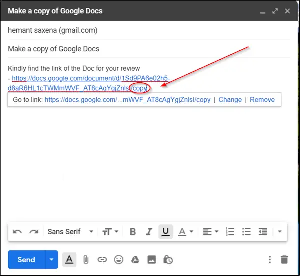 Google Docs Copy Link