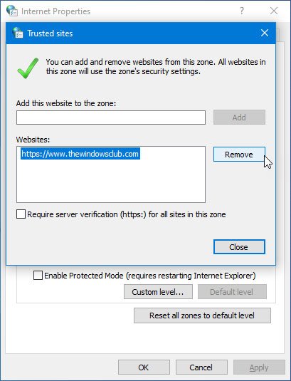 How do I add a trusted site in Windows 10 2