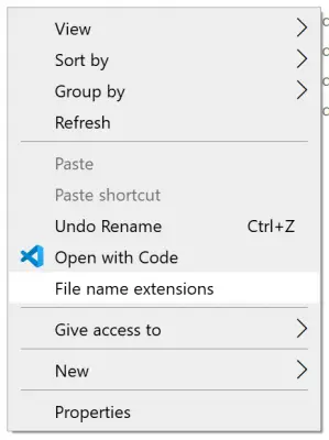 Add File name extensions to Context Menu