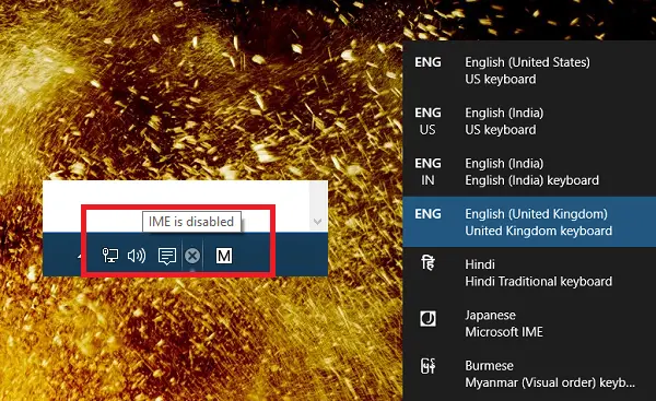 IME Disabled in Windows 10