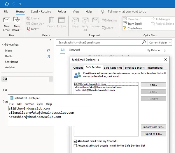 How to add someone to Safe Senders List in Outlook