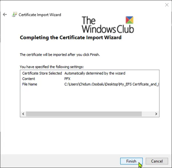 Import EFS File Encryption Certificate and Key  PFX file  in Windows - 60