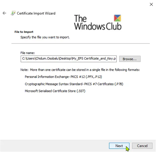 Import EFS File Encryption Certificate and Key  PFX file  in Windows - 59