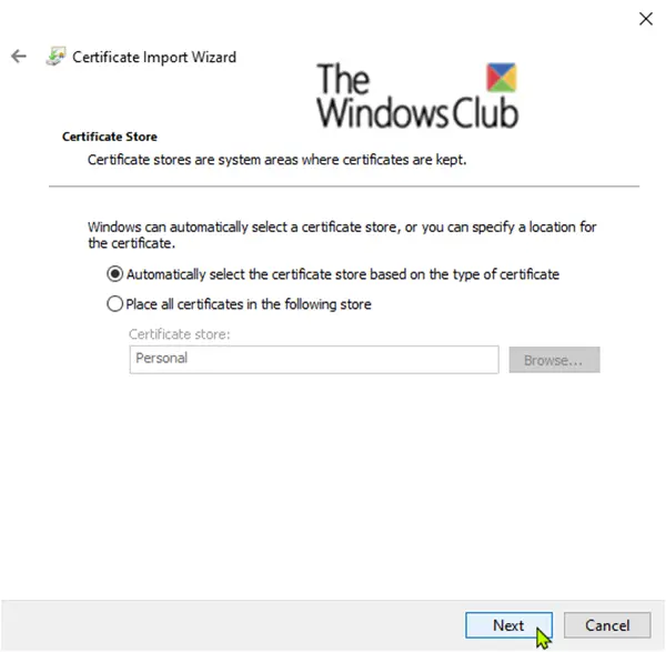 Import EFS File Encryption Certificate and Key (PFX file) in Windows 10