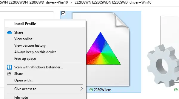 Install ICM color profile in Windows 10