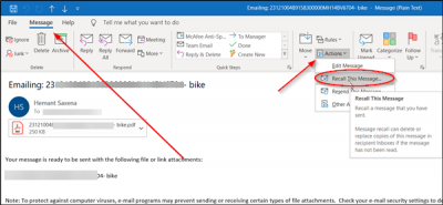 How to Recall an Email in Outlook for Windows 11/10