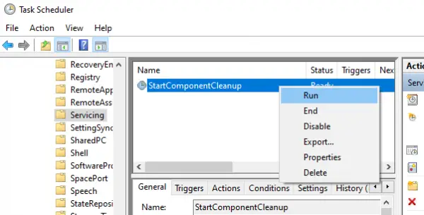 Start Component Cleanup task scheduler