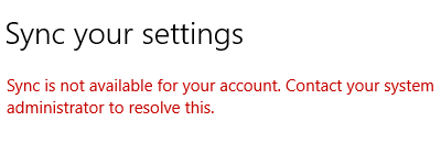 Sync is not available for your account