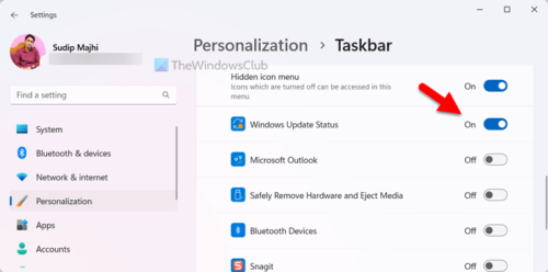 Enable or Disable Windows Update Status tray icon in Windows 11
