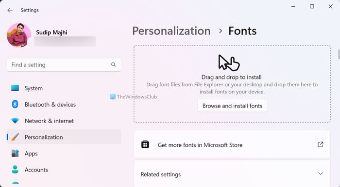 How to Install or Change Fonts only for yourself in Windows 11/10