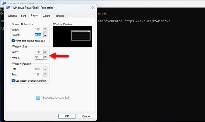 Windows PowerShell font and window is too small