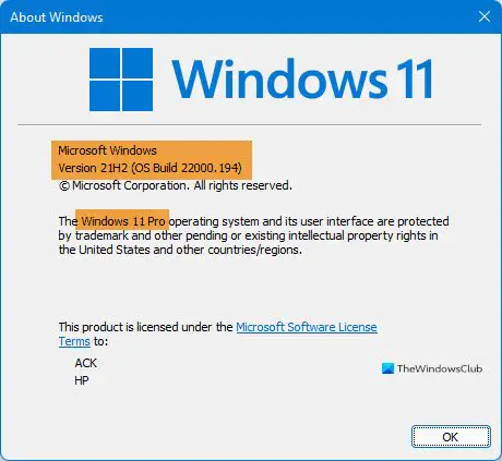 Edición, versión y compilación de Windows
