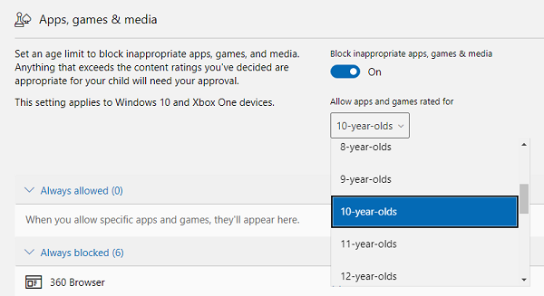 Family Settings and App Restriction