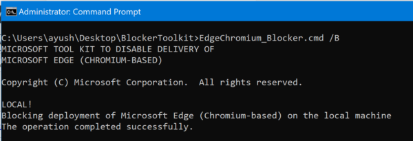 Blocker Toolkit will block automatic delivery of Microsoft Edge (Chromium)