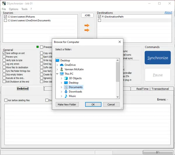 DSynchronize Sync files & folders across drives