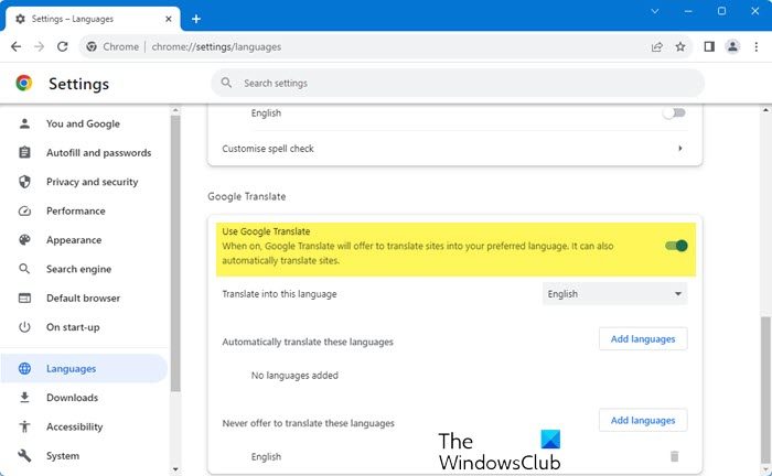 Disable Automatic Translation in Google Chrome