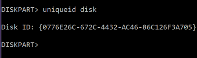 Diskpart Set UniqueID to Disks