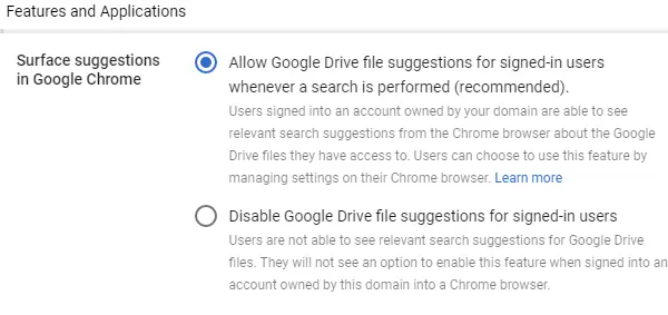 How to Turn on or Off Drive suggestions for Chrome Browser (GSuite)