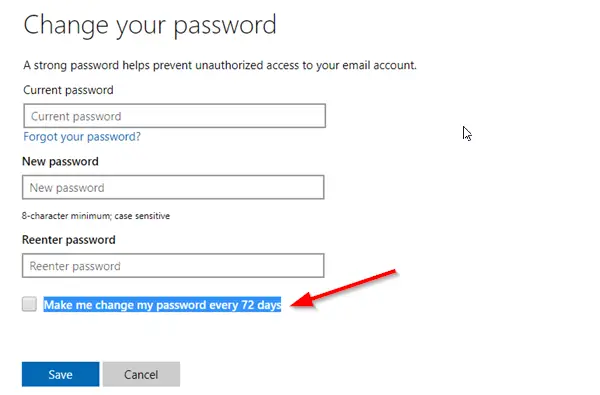 Force Change Microsoft Account Password