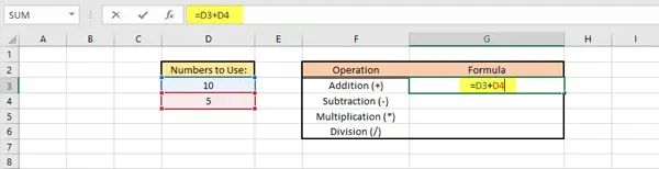 In the other table, you can see the operations to be carried out by applying appropriate formulas