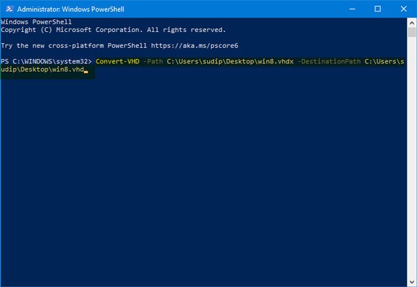 How to convert Hyper-V VHDX file to VHD using Windows PowerShell