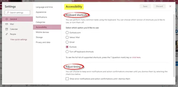 Microsoft Outlook Settings - The Windows Club