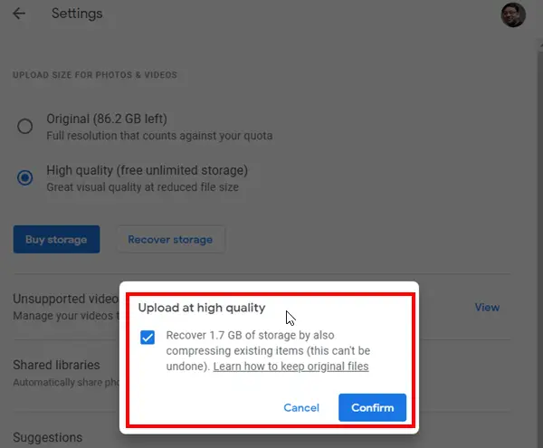 Recover Storage on Google Photos