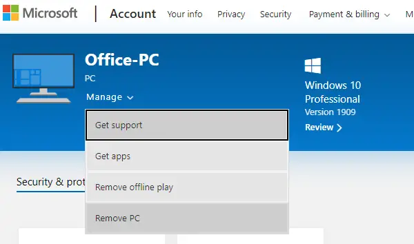 Remove Windows 10 Device from Microsoft Store Account