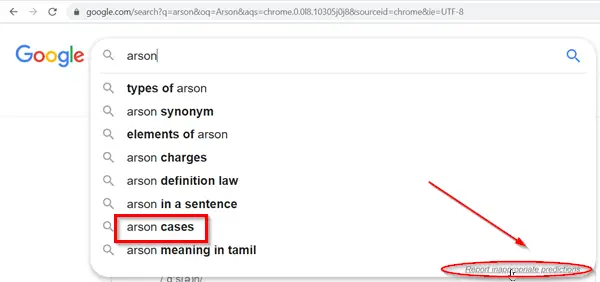Report Inappropriate Predictions in Google Search