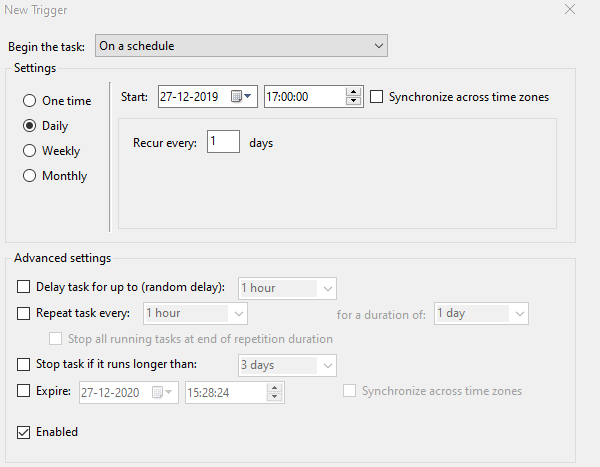 Schedule Task to create restore point everyday