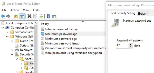 Set Password Expired Date using Group Policy